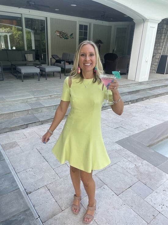 Cinq à Sept Dresses & Skirts - CINQ Á SEPT Neon Yellow Shoulder Cutouts Flared Hourglass Alyssa Dress Size 2